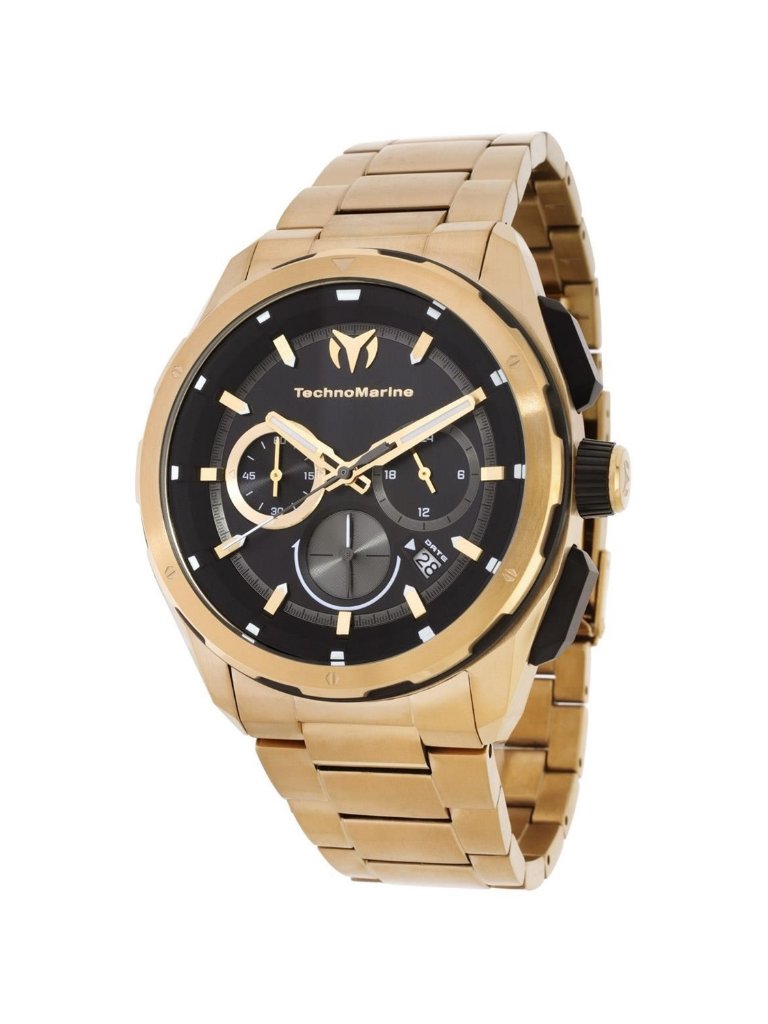 Nwt Technomarine Ocean Chronograph Gmt Quartz Black Dial Mens Watch
